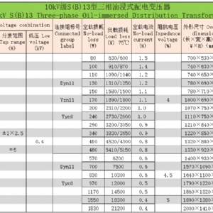 10kV級(jí)S(B)系列三相油浸式配電變壓器
